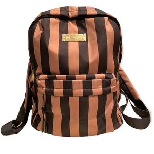 NWOT Betsey Johnson Backpack Carry All Shoulder Bag Rosegold Black Stripes